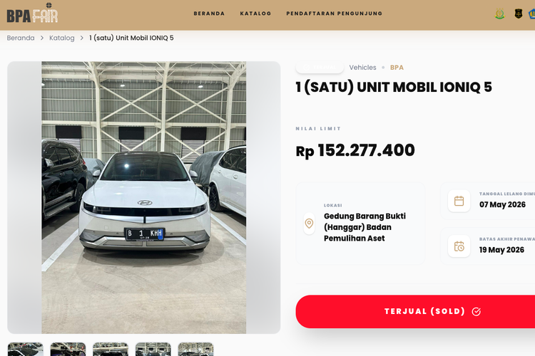 mobil, Hyundai, Ioniq 5, Hyundai Ioniq 5, Hyundai Ioniq 5 Bekas Rampasan Negara Dilelang Rp 152 Juta