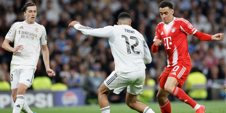UEFA Champions League, Jude Bellingham, Harry Kane, Kylian Mbappe, Eduardo Camavinga, kartu kuning, Slavko Vincic, Luis Diaz, Michael Olise, Dani Carvajal, kartu merah, Kemarahan Bellingham dan Carvajal Usai Real Madrid Disingkirkan Bayern Muenchen