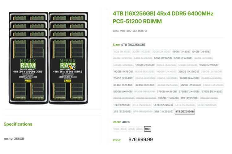 4 TB, Nemix, harga RAM, Harga RAM Ini Lebih Mahal dari 1 Unit Mobil Denza D9