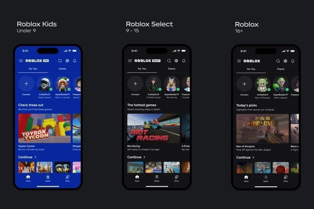 Roblox, anak-anak, remaja, Roblox Kids, Roblox Select, Roblox Rilis Akun Kids dan Select, Anak 5 Tahun Bisa Main Terbatas