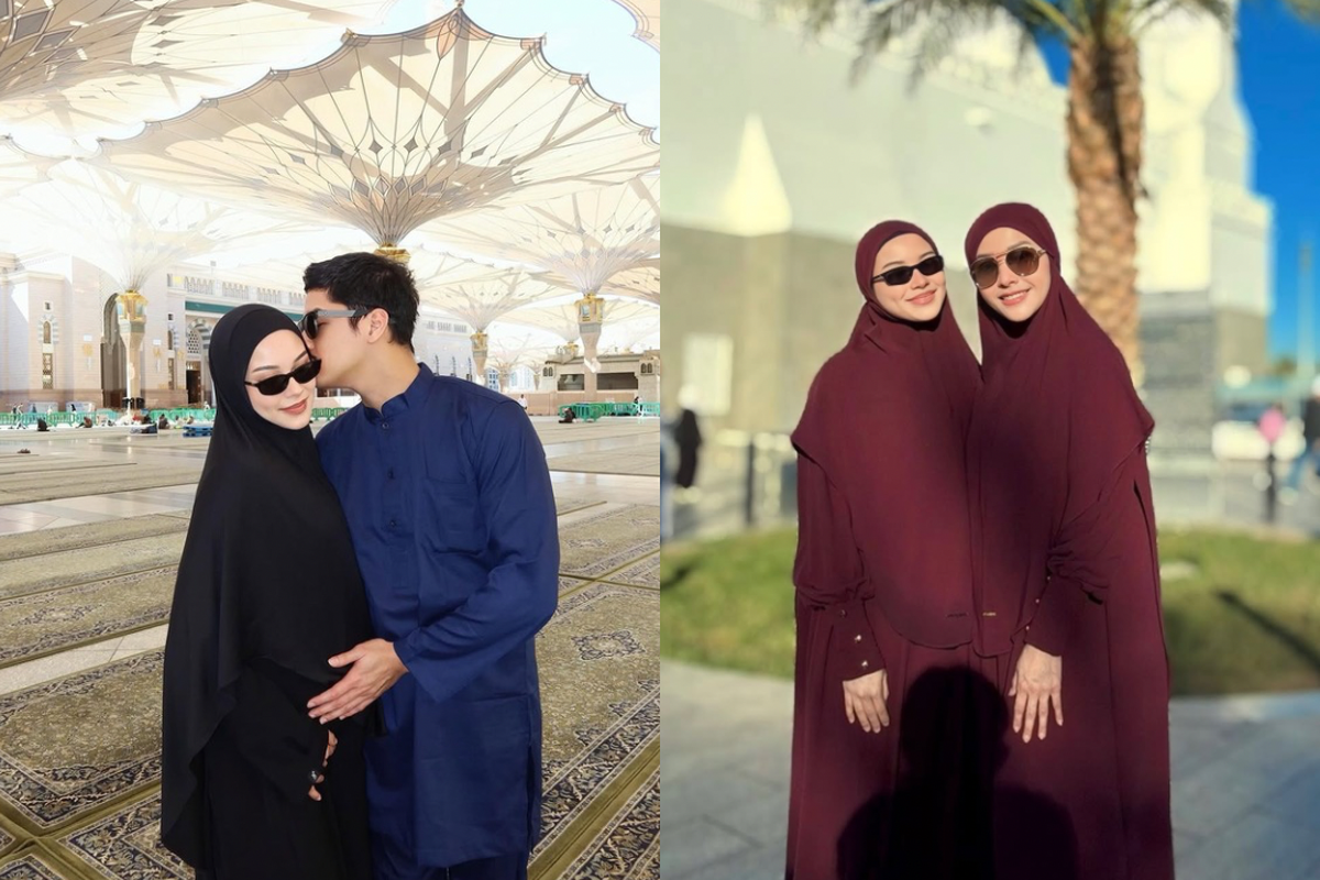 Alyssa Daguise, Maia Estianty, Tampil Kembaran dengan Maia Estianty, Ini 9 Gaya Umrah Alyssa Daguise, 1. Tampil kembaran dengan Maia Estianty, 2. Gamis nyaman untuk ibu hamil 4 bulan, 3. Abaya hitam polos yang klasik, 4. Hijab hitam minimalis, 5. Busana warna netral bernuansa earthy, 6. Siluet longgar yang mengutamakan kenyamanan, 7. Makeup natural yang nyaris tanpa polesan, 8. Tampilan serasi dengan pasangan, 9. Busana putih yang bersih dan menenangkan