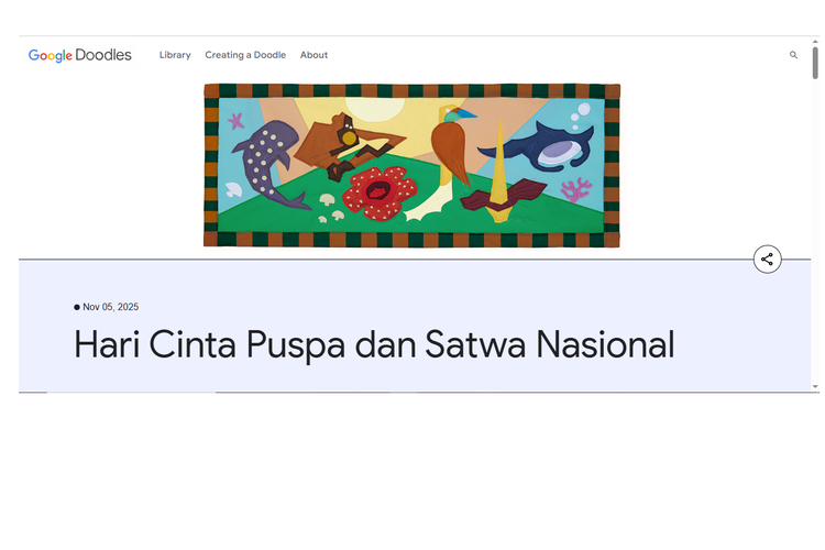 Google, Doodle, doodle, Hari Cinta Puspa dan Satwa Nasional, Hari Cinta Puspa dan Satwa Nasional 2025, Google Doodle Rayakan Hari Cinta Puspa dan Satwa Nasional 5 November