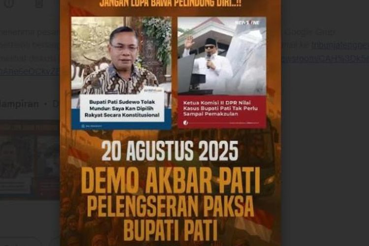 Pati, bupati pati, Sudewo, demo pati, Aliansi Masyarakat Pati Bersatu, Supriyono Botok Bantah Selebaran Demo Pati Jilid II 20 Agustus Dikeluarkan Oleh Kelompoknya