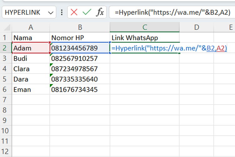WhatsApp, microsoft excel, Cara membuat link WA di Excel, bagaimana cara membuat data link WhatsApp di Excel, Cara membuat data link WhatsApp di Excel, Cara Membuat Data Link WhatsApp di Microsoft Excel dengan Mudah