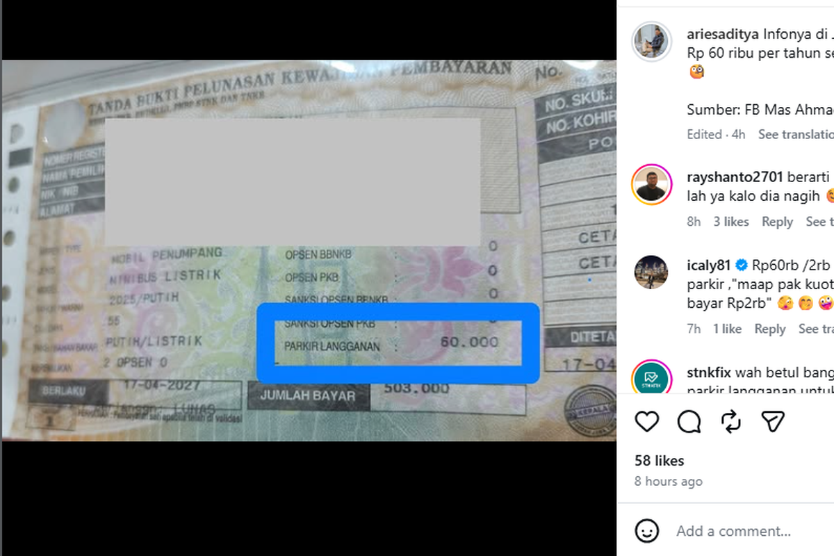 Jawa Timur, pajak tahunan, notice pajak, Di Jawa Timur Bayar Pajak Tahunan Sekalian Langganan Parkir? Ini Penjelasan Polisi