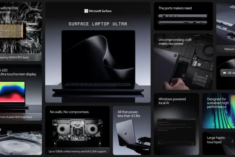 Computex 2026, Nvidia RTX Spark, Microsoft, Microsoft Umumkan Surface Laptop Ultra dengan Chip AI Nvidia RTX Spark