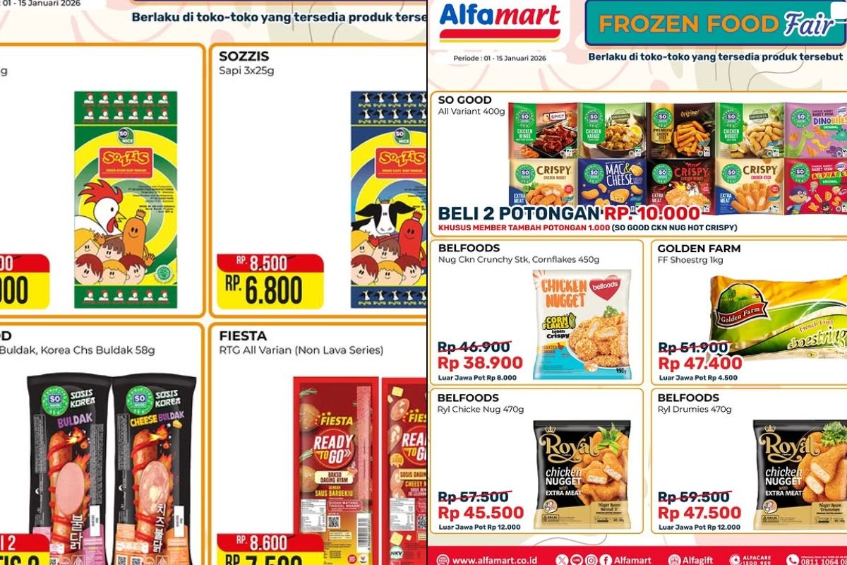 Alfamart, promo Alfamart, Promo Alfamart Hari Ini 13 Januari 2026, Sunco Minyak Goreng Hanya Rp 38.500, 1. Tambah Sedikit Dapat Banyak (hingga 15 Januari), 2. Coffee Fair (hingga 15 Januari), 3. Frozen Food Fair (hingga 15 Januari), 4. Liquid Milk Fair (hingga 15 Januari), 5. Paling Murah Sejagat (hingga 15 Januari), 6. Carnaval Ice Cream (hingga 15 Januari), 7. Dunia Bunda &amp; Si Kecil (hingga 15 Januari), 8. Cemilan Hemat (hingga 15 Januari), 9. Kebutuhan Dapur Bunda (hingga 15 Januari)
