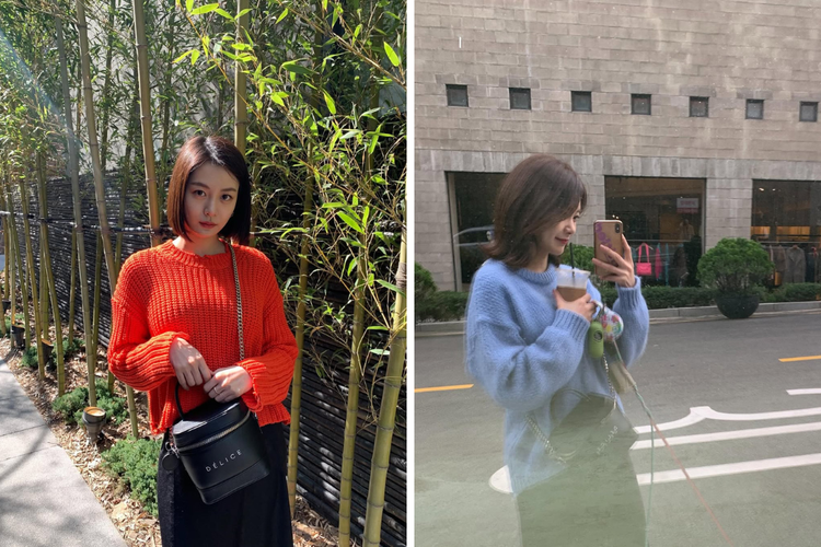 Jimin BTS, Jimin, Song Da Eun, song da eun jimin, outfit song da eun, gaya song da eun, 5 Gaya Song Da Eun yang Dirumorkan Pacaran dengan Jimin BTS, 1. Sweater cerah dengan bawahan monokrom, 2. Black and white bermotif, 3. Santai mengenakan sandal, 4. Boyish dengan sentuhan warna cerah, 5. Kenakan bucket hat