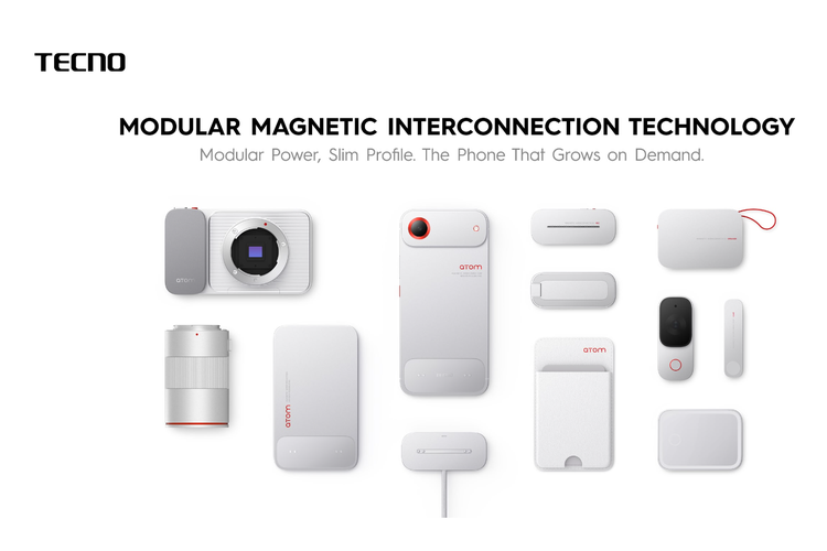 Tecno, Modular Magnetic Interconnection Technology, Tecno Modular Phone, Tecno Pamer HP Modular, Tambah Kamera dan Power Bank Tinggal Tempel