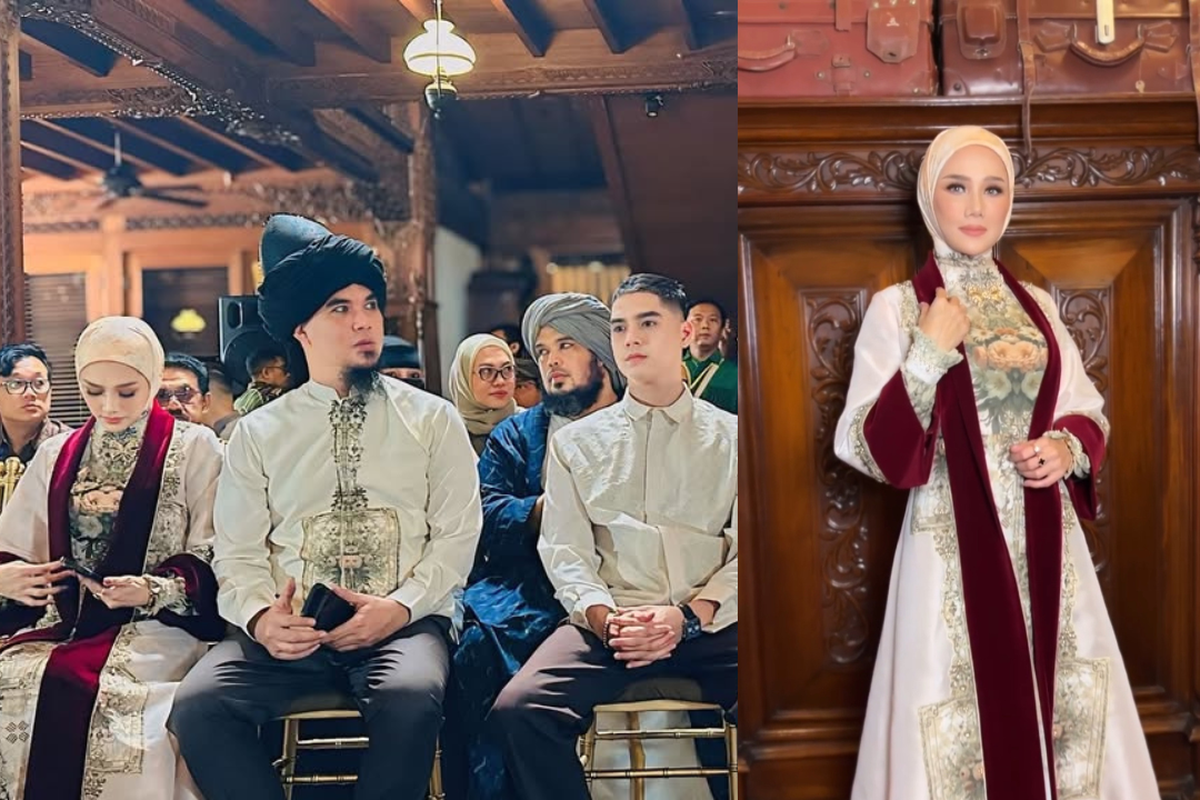 Al Ghazali dan Alyssa, Mulan Jameela, Gaya Mulan Jameela, Siraman Al Ghazali, mulan jameela dan al ghazali, al ghazali dan alyssa, pernikahan aliyah, jelang pernikahan al ghazali, gaya mulan jameela, gaya hijab mulan jameela, Mulan Jameela di Siraman Al Ghazali, Tampil Mewah dan Elegan dengan Outer Beludru