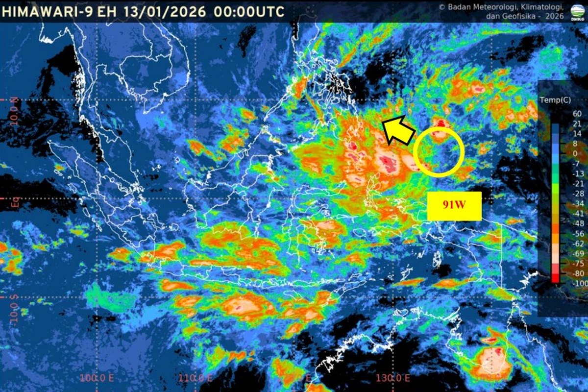 Bibit Siklon Tropis, Waspada Hujan Lebat dan Angin Kencang Imbas Bibit SIklon 91W, Berikut Wilayah yang Terdampak