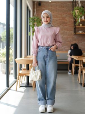 bukber, cewek kue, Tampil Manis, Ini 5 Outfit Bukber Tema, 1. Anggun dengan rok putih model tingkat dan kardigan pink, 2. Sentuhan vintage dengan apron dress dusty pink, 3. Gaya kasual dan sporty dengan celana kargo pink, 4. Blus ruffle dan celana jeans, 5. Tampil manis dengan gaun floral dan kardigan bulu halus