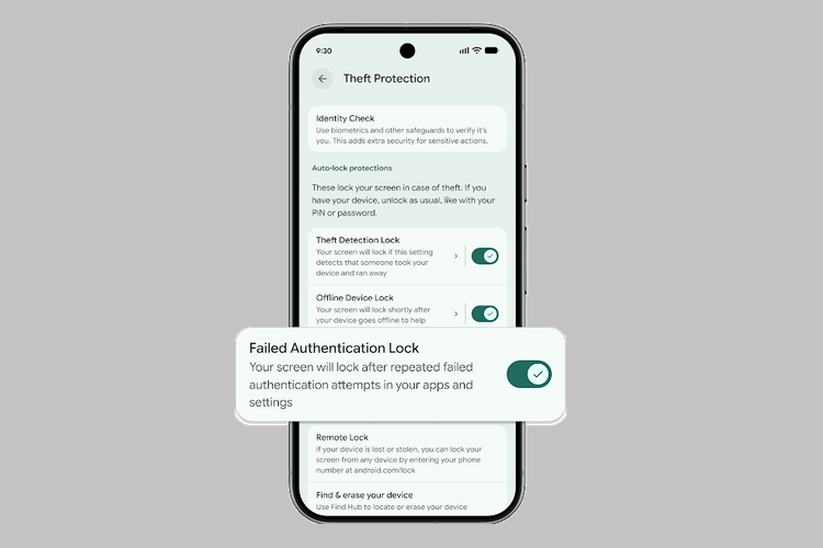 Android, Google, 4 Fitur Anti-maling di HP Android Dipercanggih, Kontrol Failed Authentication Lock lebih leluasa, Identity Check diperluas, Lockout time lebih "longgar", Kontrol jarak jauh yang lebih baik
