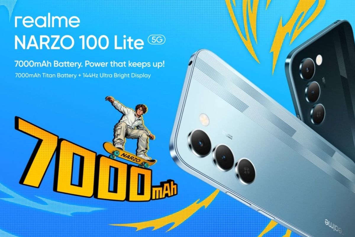 Realme, Narzo 100 Lite, 7.000 mAh, Realme Narzo 100 Lite Resmi, HP 2 Jutaan dengan Baterai 7.000