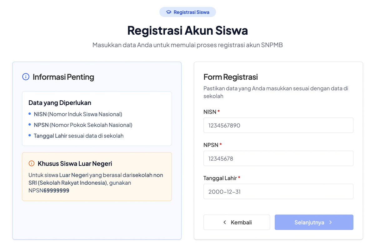 SNBP 2026, SNPMB 2026, Resmi Dibuka, Ini Cara Bikin Akun SNPMB 2026 untuk Siswa, Klik portal.snpmb.id