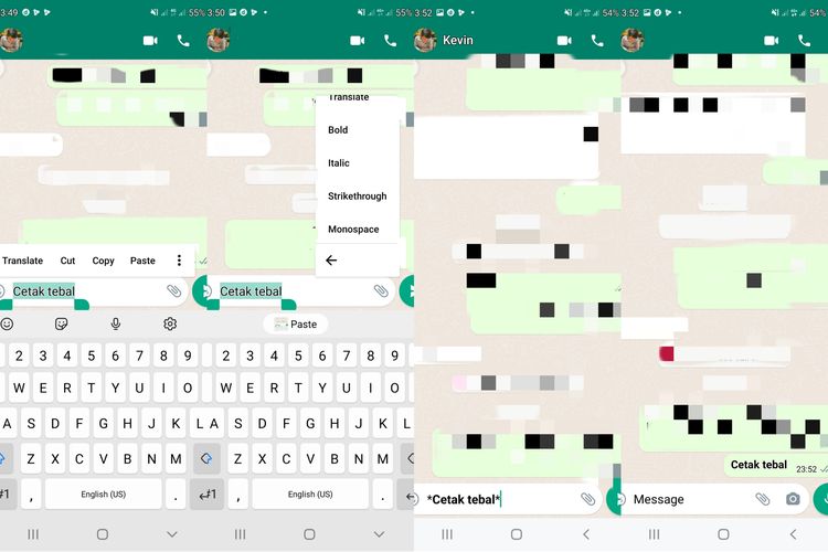 WhatsApp, Cara mengubah tulisan di WA menjadi unik, Cara membuat tulisan unik di WA tanpa aplikasi, Cara membuat tulisan unik di WhatsApp tanpa aplikasi, 15 Cara Membuat Tulisan Unik di WhatsApp Tanpa Aplikasi dengan Mudah, 1. Cara membuat tulisan tebal di WhatsApp, 2. Cara membuat tulisan miring di WhatsApp, 3. Cara membuat tulisan coret di WhatsApp, 4. Cara membuat tulisan monospace di WhatsApp, 5. Cara membuat tulisan tebal, miring, coret di WhatsApp tanpa kode, 6. Cara membuat tulisan kombinasi tebal-miring di WhatsApp, 7. Cara membuat tulisan kombinasi miring-coret di WhatsApp, 9. Cara membuat tulisan kosong di WhatsApp, 9. Cara membuat Scrolling Text di WhatsApp, 10. Cara membuat tulisan bergaris bawah di WhatsApp, 11. Cara membuat tulisan terbalik di WhatsApp, 12. Cara membuat tulisan berwarna di WhatsApp, 13. Cara membuat tulisan Read More di WhatsApp, 14. Cara membuat tulisan Arab di WhatsApp, 15. Cara membuat tulisan di WhatsApp dengan font aesthetic
