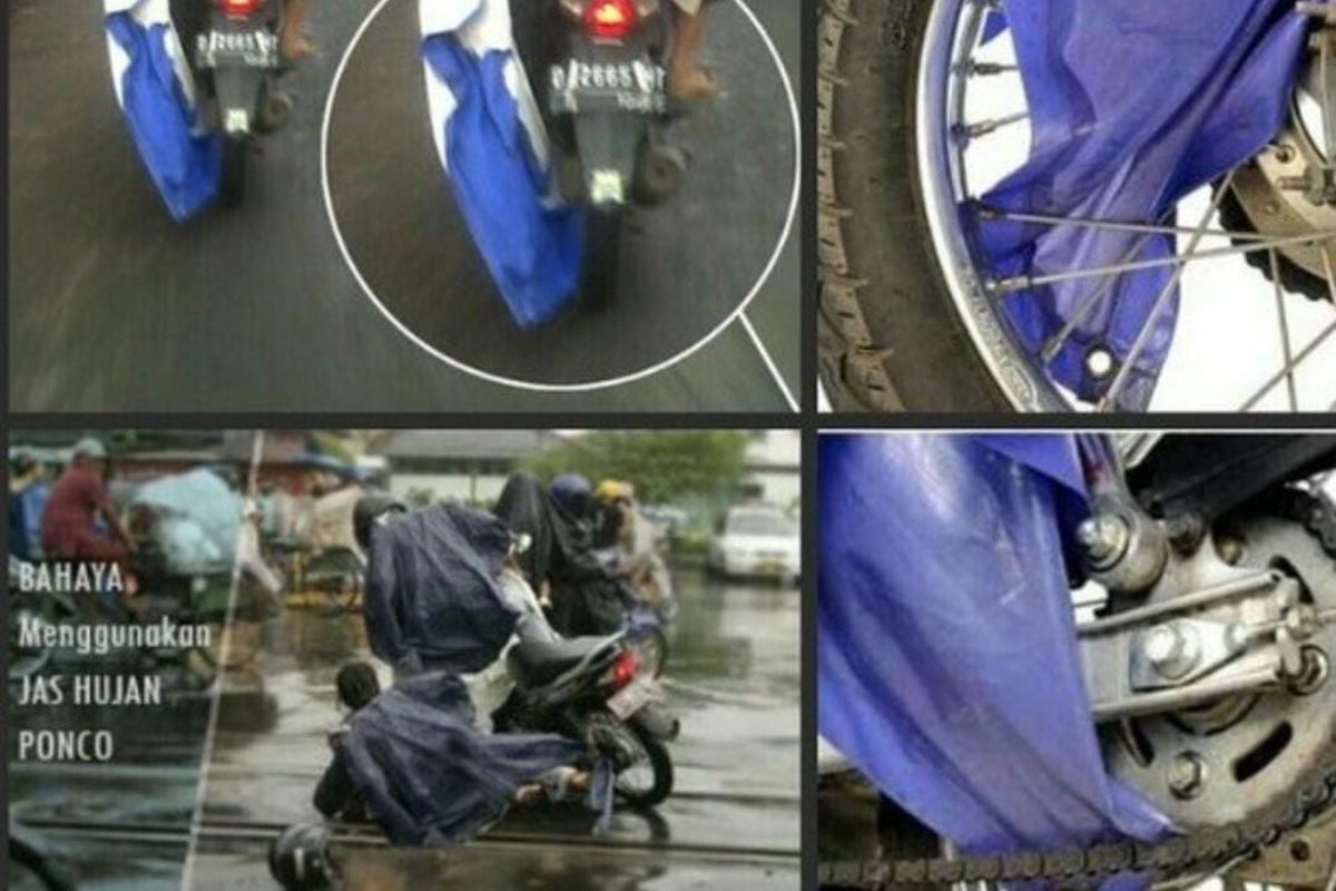 jas hujan ponco, keselamatan berkendara, musim hujan, Pemotor Wajib Tahu Risiko Nyata Pakai Jas Hujan Ponco di Jalan