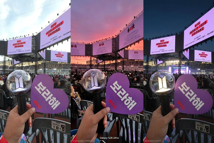 Galaxy AI, Galaxy S26, AI Eraser, konser, Galaxy S26 Ultra, Pakai Fitur AI Eraser Galaxy S26 Ultra di Konser BTS Arirang, Bisa 