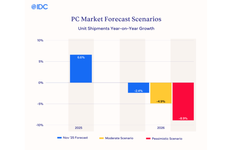 pengiriman, chip, AI PC, chip memori, shipment, pasar PC global, PC global, DRAM, IDC: Krisis Memori Ancam Pasar PC Tahun 2026