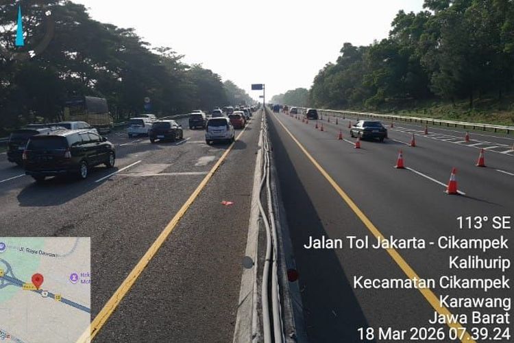 arus mudik Lebaran, Contraflow, One way, Update, Contraflow dan One Way Masih Berlaku di Tol Jakarta–Cikampek