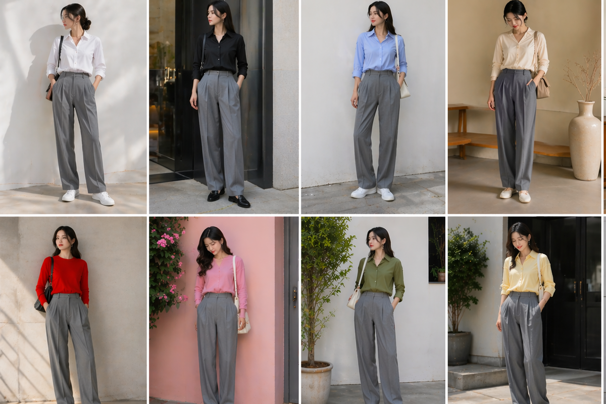 Celana Abu-abu Cocok dengan Baju Warna Apa? Ini 10 Kombinasinya, Kenapa Celana Abu-abu Mudah Dipadukan?, Celana Abu-abu Cocok dengan Baju Warna Apa?, Tips Mix and Match Celana Abu-abu, Inspirasi Outfit dengan Celana Abu-abu, Kesalahan yang Harus Dihindari, FAQ Seputar Celana Abu-abu, Kesimpulan