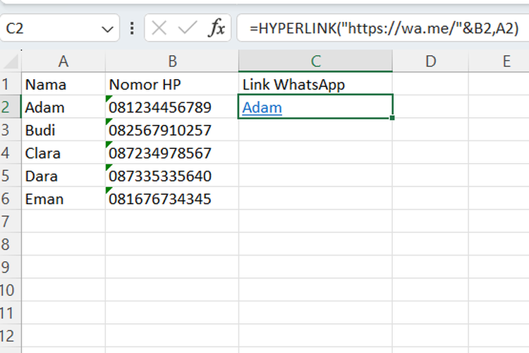 WhatsApp, microsoft excel, Cara membuat link WA di Excel, bagaimana cara membuat data link WhatsApp di Excel, Cara membuat data link WhatsApp di Excel, Cara Membuat Data Link WhatsApp di Microsoft Excel dengan Mudah