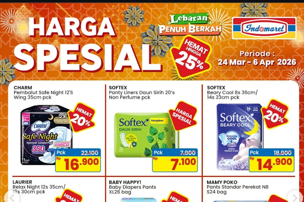 promo Indomaret, promo Indomaret hari ini, Promo Indomaret Hari Ini 30 Maret 2026, Makanan &amp; Minuman Hemat 30 Persen, Harga spesial (24 Maret - 6 April), Makanan minuman hemat ( 19-1 Maret 2026), Hemat minggu (26 Maret - 1 April), Promo lebaran (19 maret-1 April 2026), Beli 2 lebih hemat (19 Maret-1 April), Promo susu dan perlengkapan balita (19 Maret-1 April)