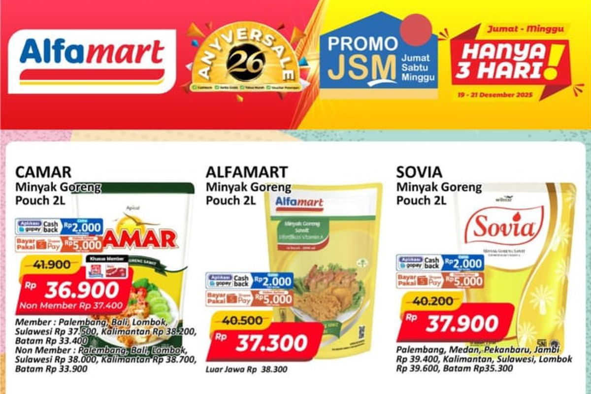 Alfamart, Promo Alfamart Hari Ini 20 Desember 2025, Minyak Goreng Turun Harga di Promo JSM, 1. Promo JSM (hingga 21 Desember), 2. Promo Tebus Murah (hingga 31 Desember), 3. Promo Tahun Baru, 4. Dapur Alfamart Year End Sale, 5. Paling Murah Sejagat (hingga 25 Desember), 5. PSM (hingga 21 Desember)