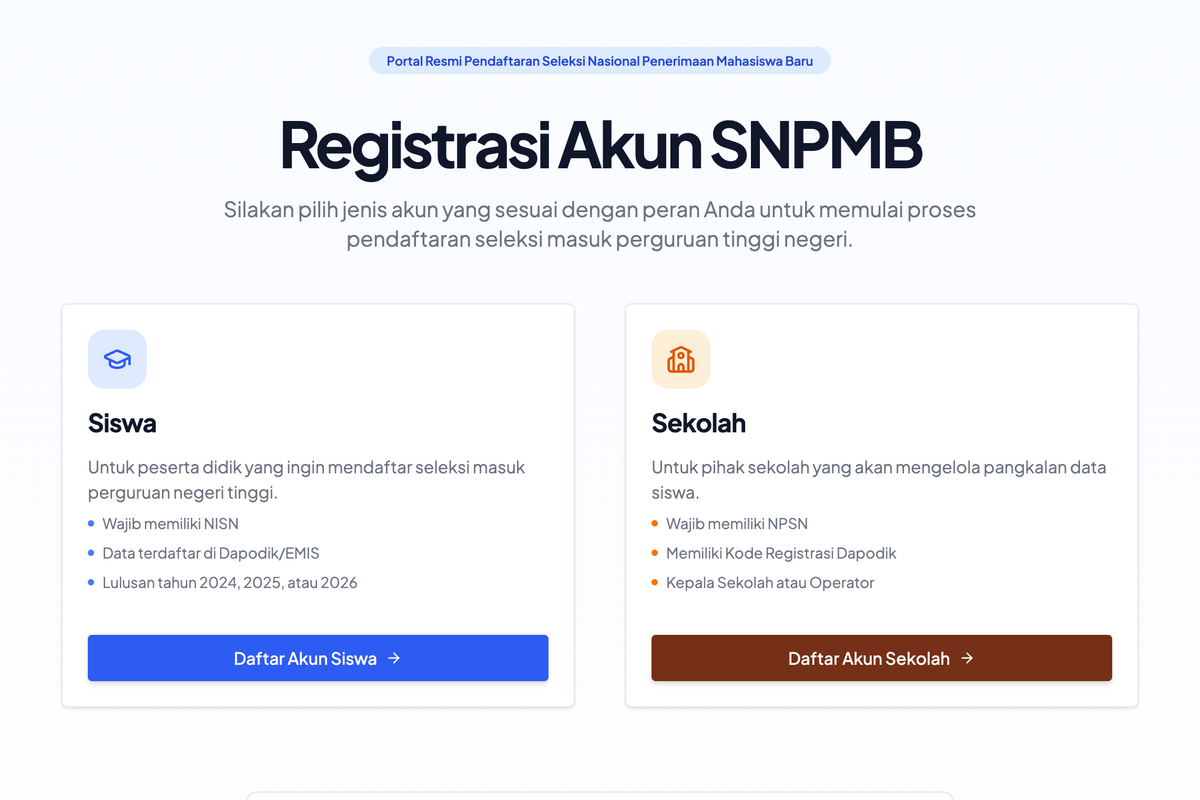 SNPMB, Registrasi akun SNPMB 2026, SNBP, cara daftar akun SNPMB 2026, daftar akun SNPMB 2026, portal SNPMB, Cara Daftar Akun SNPMB 2026, Akses portal.snpmb.id