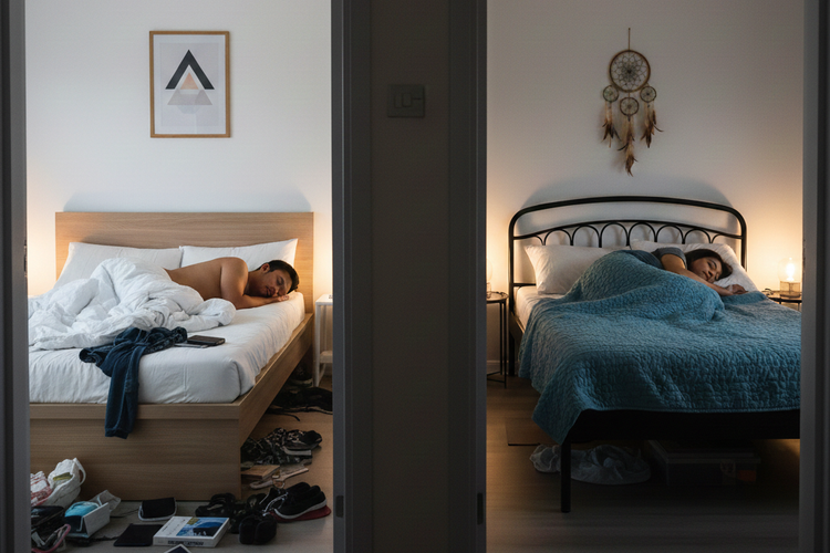 sleep divorce, pisah ranjang, Mengenal Sleep Divorce, Ketika Pasutri Pisah Ranjang demi Kualitas Tidur Lebih Baik, Manfaat sleep divorce, Sisi negatif sleep divorce, Apakah sleep divorce tepat untukmu?, Cara membicarakannya dengan pasangan