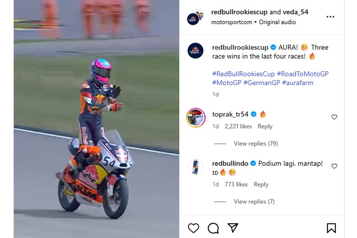 Pacu Jalur, Aura Farming, Marc Marquez, Veda Ega Pratama, Red Bull Rookies Cup 2025, Sachsenring, AHRS, Astra Honda Racing School, red bull rookies cup 2025, aura farming, Veda Ega Pratama Menang di Sachsenring, Langsung Joget Pacu Jalur