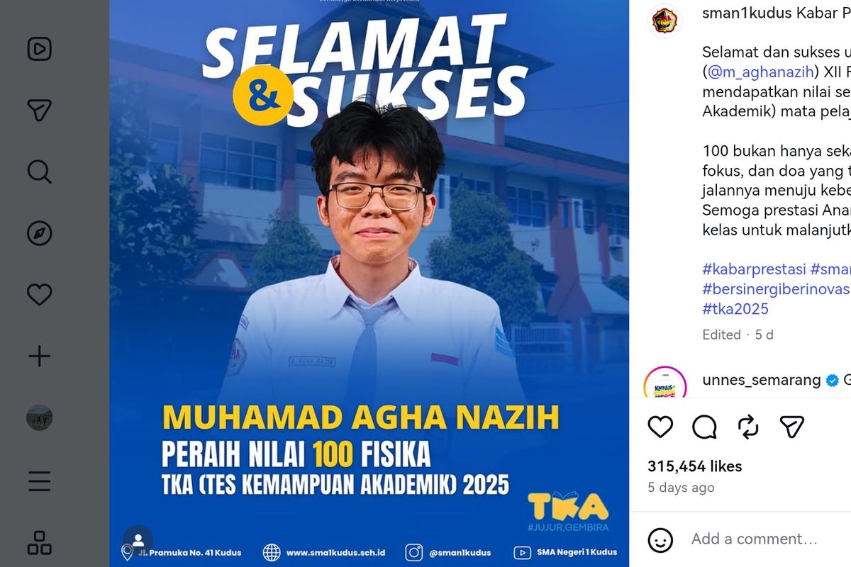 SMAN 1 Kudus, Belajar Mandiri Pakai AI, Siswa SMA Kudus Raih Nilai 100 Fisika di TKA