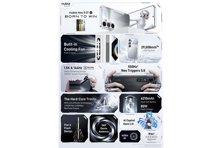 Nubia, Smartphone, Nubia Neo 5 GT, Harga Nubia Neo 5 GT, HP Nubia Neo 5 GT Resmi, Punya Kipas dan Baterai Jumbo