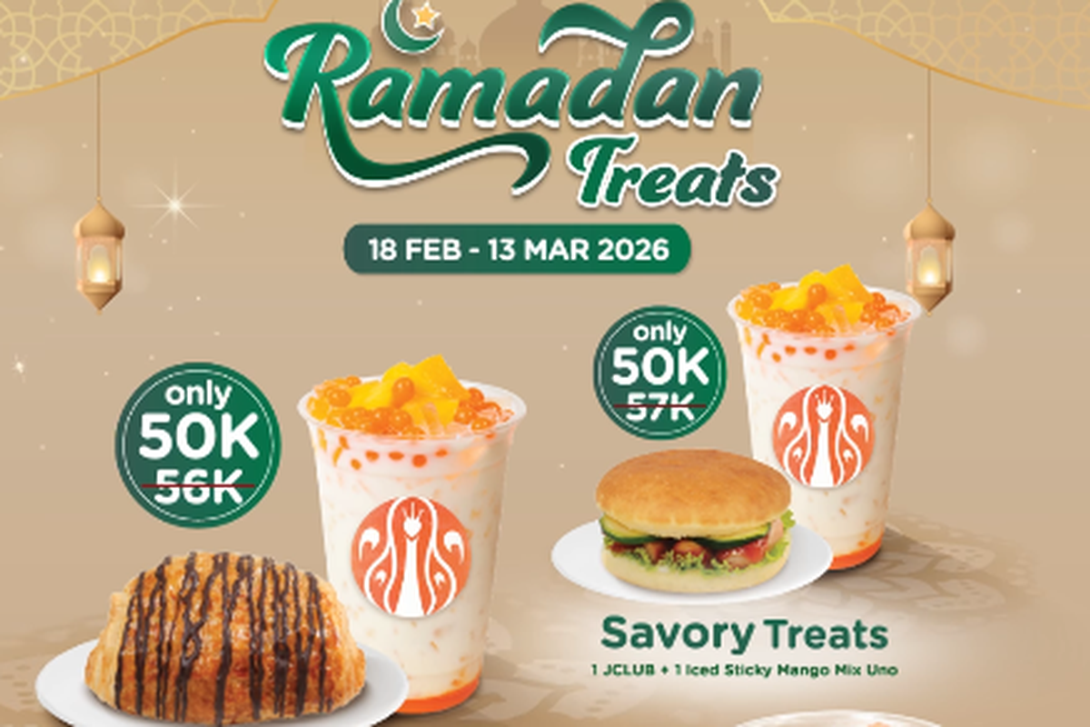 Promo Ramadhan JCO dan Starbucks: Buy 1 Get 1 hingga Paket Makan Rp 65.000-an, 1. JCO Ramadhan Treats ( 18-23 Maret), 2. Buy 1 Get 1 Free Manual Brew Method (2 Februari - 1 Maret 2026), 3. Your favorite picks (16 Februari - 1 Maret 2026), 4. Iftar moment ( 18 Februari - 23 Maret ), 5. Your favorite picks (16 Februari - 1 Maret 2026), 1. Buka Bersama starbuck, 2. Minuman liter hemat, 3. Iftar Delight, 1. Pilihan Minuman (Tall), 2. Pilihan Makanan