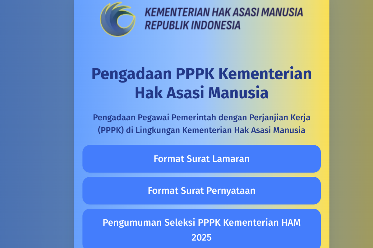 KemenHAM, PPPK, PPPK KemenHam, PPPK KemenhAM 2026 Masih Buka hingga 23 Januari, Ini Formasi Lengkap dan Syaratnya, Formasi PPPK KemenHAM 2025, Jadwal Lengkap Seleksi PPPK KemenHAM, Syarat Umum Pelamar PPPK KemenHAM, Cara pendaftaran PPPK KemenHAM