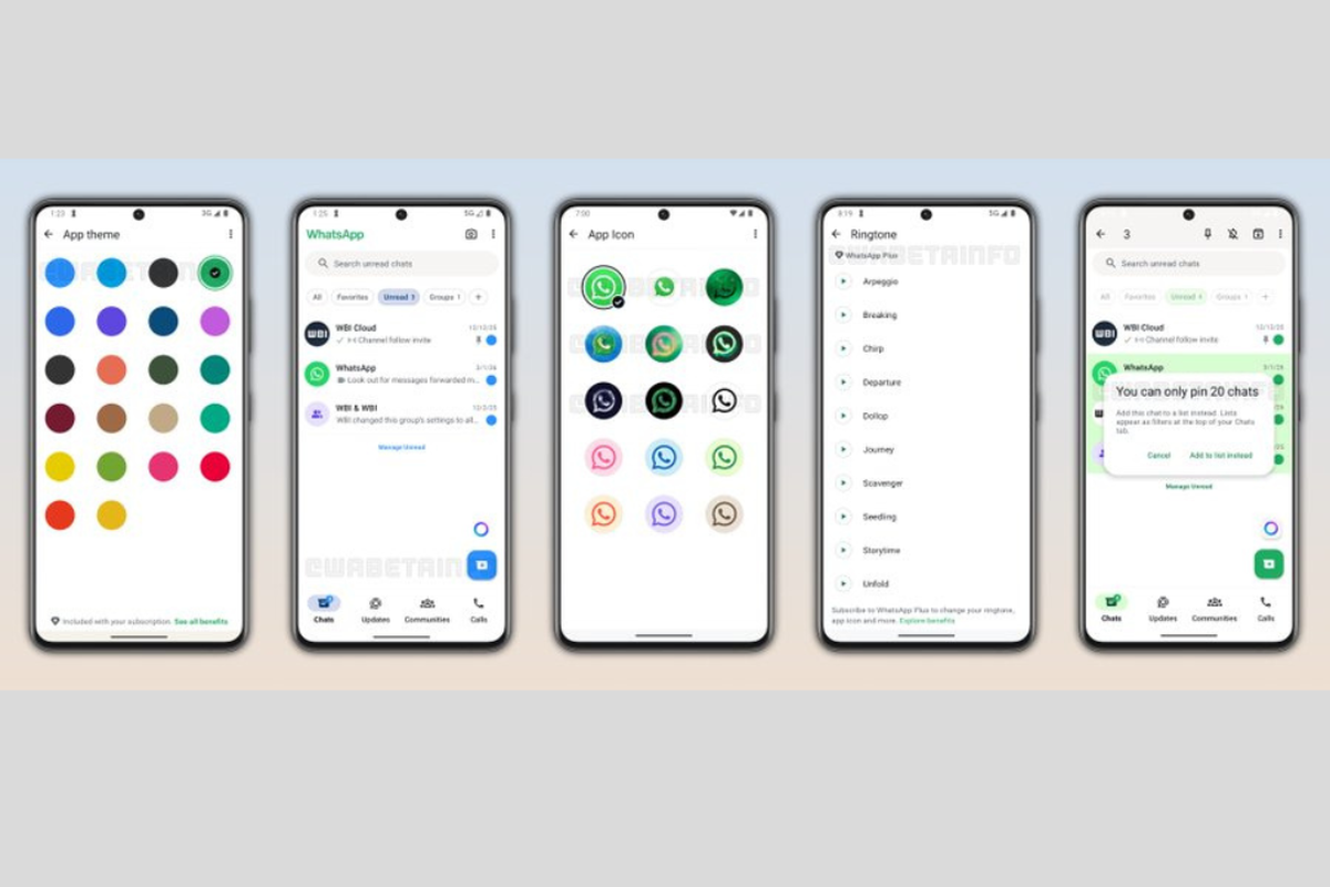WhatsApp Plus, Mulai Disebar, Ini Harga dan Daftar Fitur WhatsApp Berbayar, - Sematkan (pin) hingga 20 chat, - 18 opsi warna tema baru, - 14 pilihan ikon aplikasi, - 10 nada dering eksklusif, - Kustomisasi notifikasi, - Stiker animasi overlay