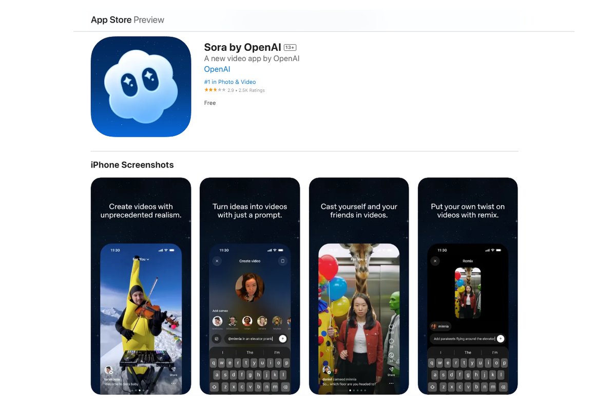 app store, download, TikTok, chatGPT, OpenAI, Sora, sora 2, aplikasi sora, aplikasi sora by openai, Aplikasi Sora by OpenAI Tembus 1 Juta Download, Rekor ChatGPT Pecah