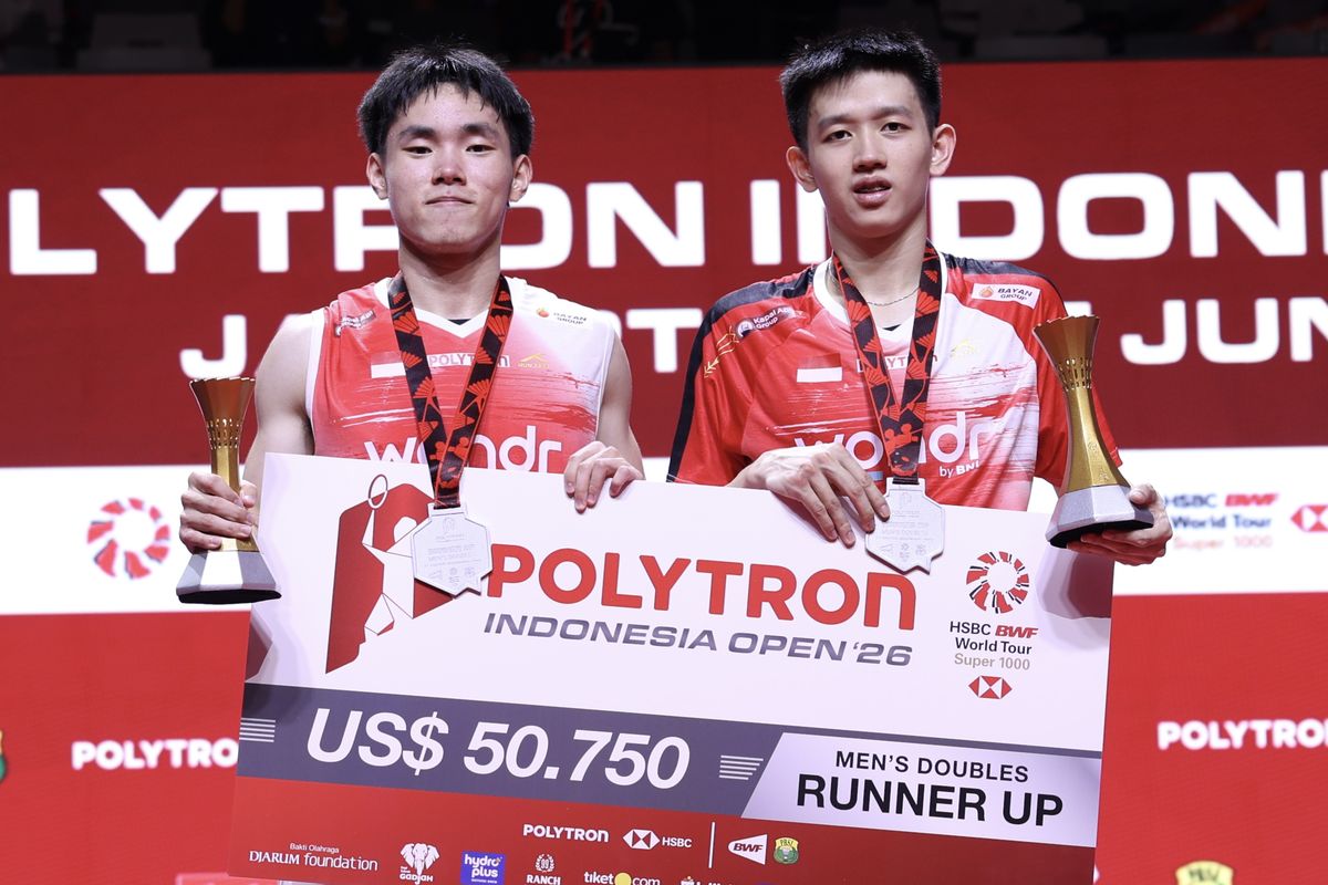 Indonesia Open, BWF World Tour, Istora Senayan, Raymond Indra, Nikolaus Joaquin, bulu tangkis, Indonesia Open 2026, Jalan Masih Panjang, Runner-up Polytron Indonesia Open Cambuk Prestasi Ray/Jo