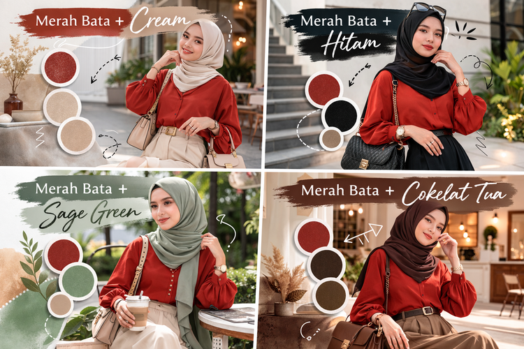 merah bata cocok dengan warna apa, Merah Bata Cocok dengan Warna Apa? Ini 10 Kombinasi Terbaiknya, Merah Bata Cocok dengan Warna Apa?, Kombinasi Warna Netral yang Aman, Kombinasi Earth Tone yang Serasi, Kombinasi Warna Kontras yang Stylish, Baju Merah Bata Cocok dengan Jilbab Warna Apa?, Tips Padu Padan Outfit Merah Bata agar Tidak Terlihat Kusam