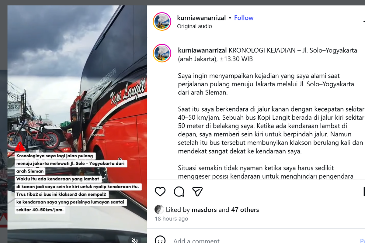 bus Kopi Langit, Dugaan Kekerasan di Jalan Raya: Insiden Bus di Yogyakarta