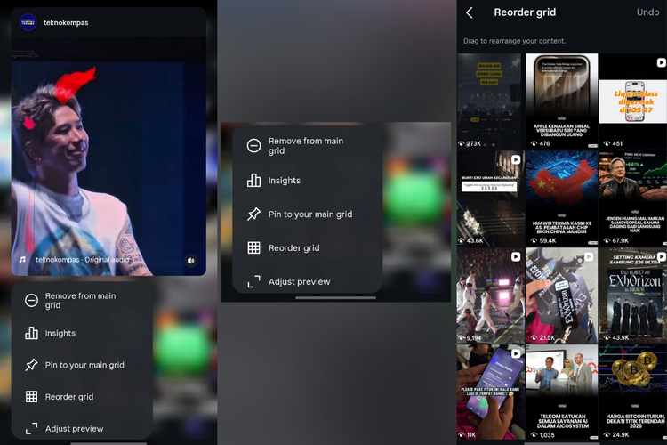 Instagram, Reorder Grid, Instagram Rilis Fitur Atur Ulang Posisi Postingan di Profil, Bisa Dicoba di Indonesia