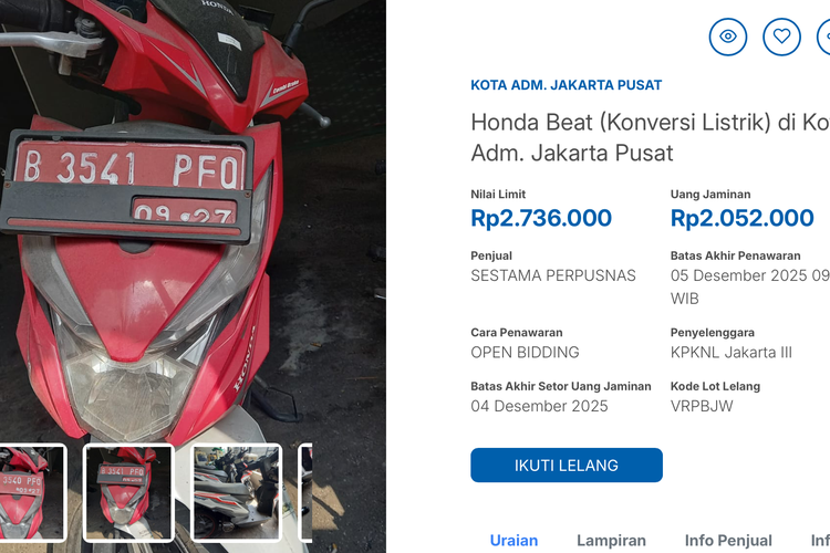 Honda BeAT, honda beat, lelang motor, motor lelang, Konversi motor listrik, Lelang Honda BeAT Konversi Listrik, mulai Rp 2 Jutaan Saja