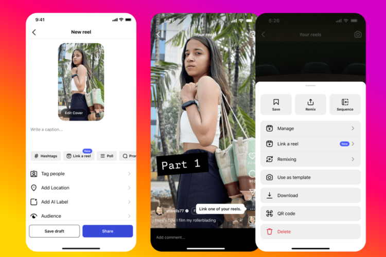 instagram, kreator, Reels, IG Reels, fitur Link, series di Reels, akun IG, Instagram Rilis Fitur Link di Reels, Kreator Bisa Bikin Serial Konten