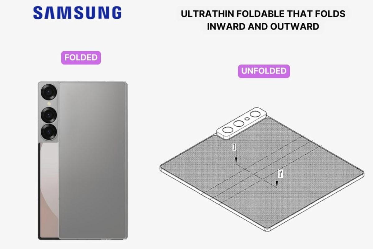 Ponsel lipat, Samsung, inward, outward, dua arah, ponsel lipat, Ponsel Lipat Masa Depan Samsung Bisa Ditekuk Dua Arah?