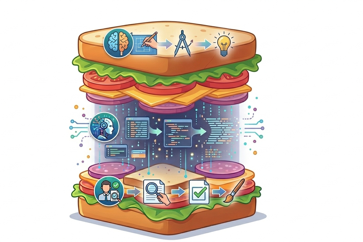 AI Sandwich, AI Makin Canggih, Konsep AI Sandwich Muncul Agar Manusia Tidak Kehilangan Kendali, AI Sandwich , Manusia tetap jadi kunci, Bukan hal yang benar-benar baru, Bahaya membiarkan AI memulai segalanya, Kolaborasi, bukan ketergantungan