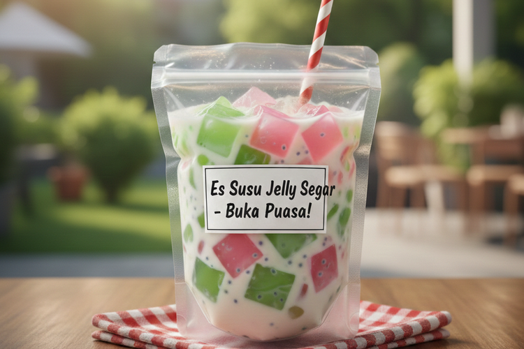 5 Ide Es Segar untuk Takjil Ramadan, Kemasan Standing Pouch, 1. Es Kuwut Bali, 2. Es Lumut, 3. Es Mojito Buah, 4. Es Susu Jelly, 5. Es Buko Pandan