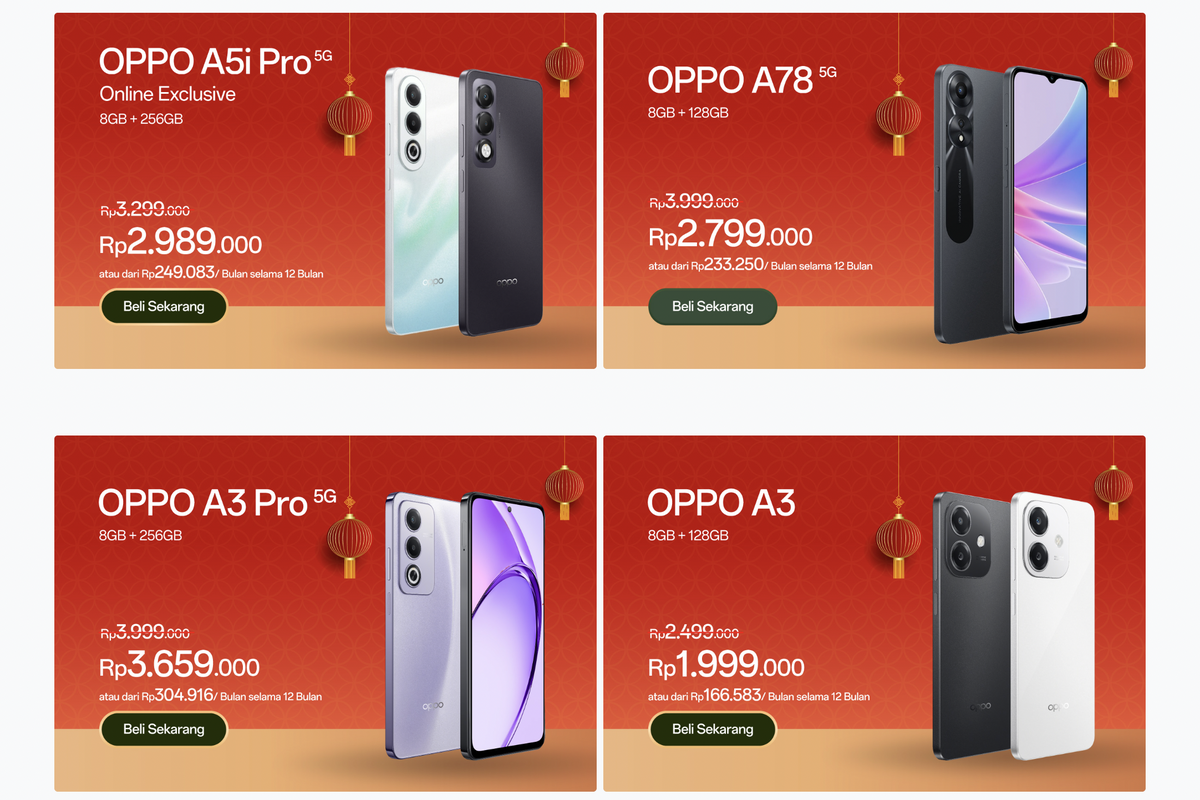 harga HP OPPO terbaru, Harga HP OPPO Hari Ini 16 Februari 2026, Dapatkan Diskon dengan Promo Imlek
