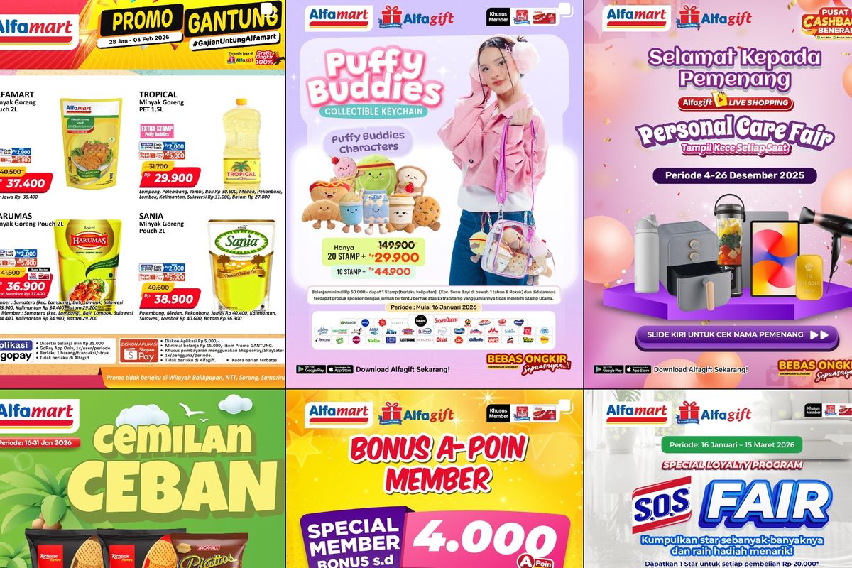 Alfamart, promo Alfamart, Promo Alfamart Hari Ini 31 Januari 2026, Minyak Goreng Harumas Hanya Rp 36.900, 1. Siap Santap Paling Hemat (hari ini terakhir), 2. Promo Gantung Persiapan Ramadhan (hingga 3 Februari), 3. Promo Gantung (hingga 3 Februari), 4. Powder Milk Fair (hari ini terakhir), 5. Produk Spesial Mingguan (hingga 31 Januari), 6. Baby Foods Fair (hari ini terakhir), 7. Serba Gratis (hari ini terakhir), 8. Beverages Fair (hari ini terakhir), 9. Produk Diskon 70 Persen (hingga 31 Januari)