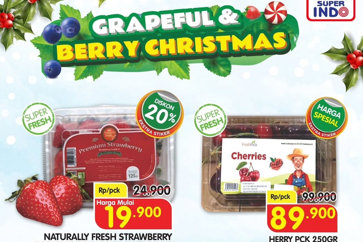 Promo Superindo, Promo Superindo 22 Desember 2025, Ikan Segar mulai Rp 5.590, Buah mulai Rp 1.790, 1. Promo Fish Mania (hingga 24 Desember), 2. Promo Buah Segar (hingga 24 Desember), 3. Promo Party Pack (hingga 24 Desember 2025), 4. Promo Traveling Kit (hingga 24 Desember 2025), 5. Promo Party Platter (hingga 24 Desember 2025)