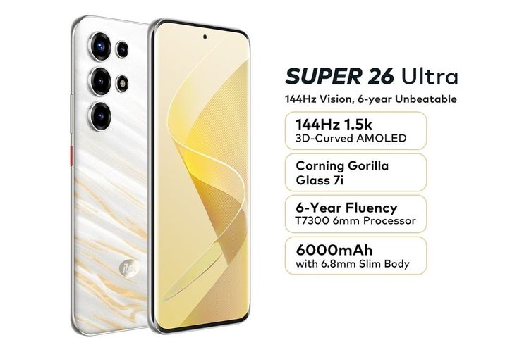 layar, 144 hz, Itel, curved, Itel Super 26 Ultra, HP Itel Super 26 Ultra Resmi, Punya Layar 